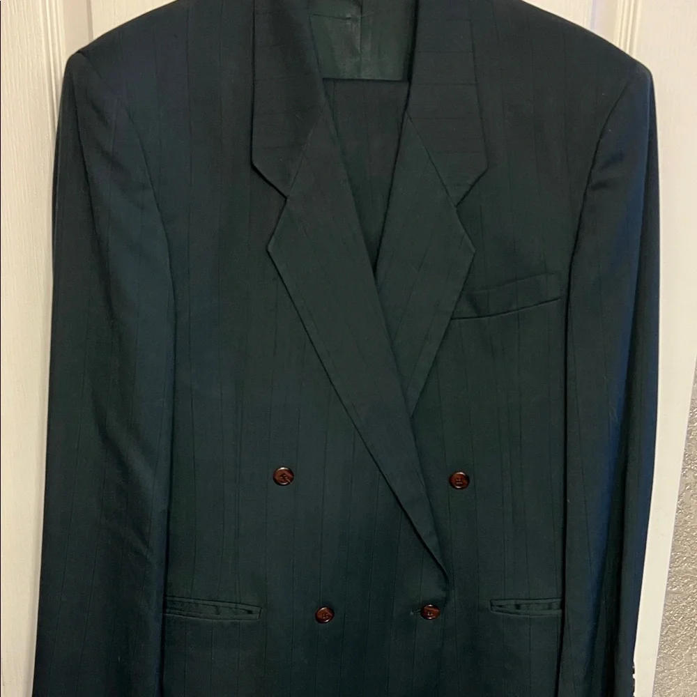 Classic Dark Green Pinstripe Suit 44R